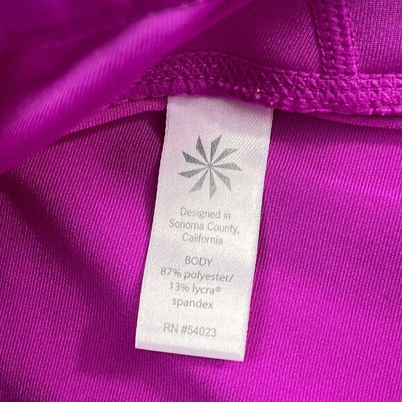 Athleta M Purple Cropped Adjustable Elastic Draw Chord Leggings Pocket Lycra - Picture 4 of 10